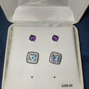 Sterling silver earrings with interchangeable halo